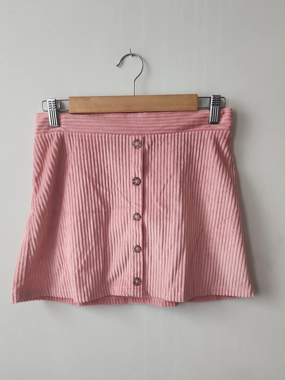 Girls' Pink Corduroy Button-Front A-Line Skirt